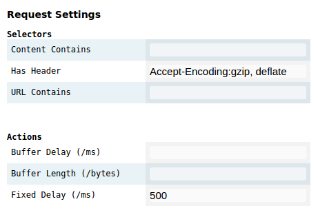 Response settings has header, fixed delay fields